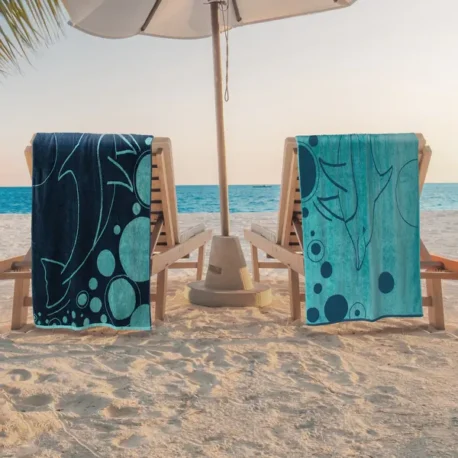 Superior-Egyptian-Cotton-Mystic-Dolphin-Aquatic-Beach-Towel-(Set-of-2)